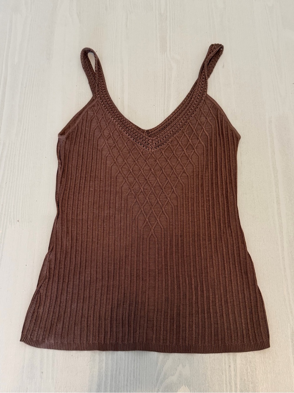 White House Black Market Brown Knit V-Neck Camisole